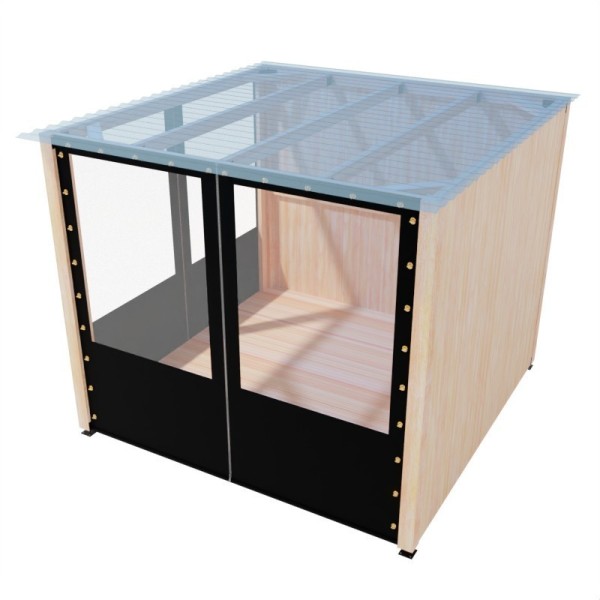Pergola 3x3 s dva drvena panela i cerade